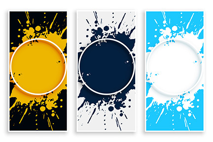 abstract ink splash banner in different colors