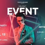 music event poster template with abstract shapes
