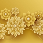 background-with-3d-golden-flowers-islamic-design