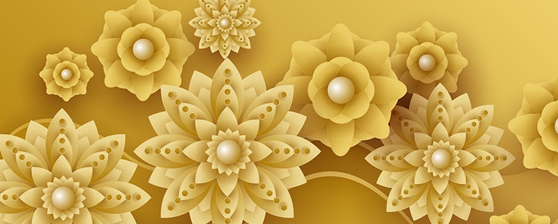 background-with-3d-golden-flowers-islamic-design