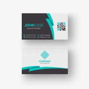 Black-and-white-business-card-with-aquamarine-details