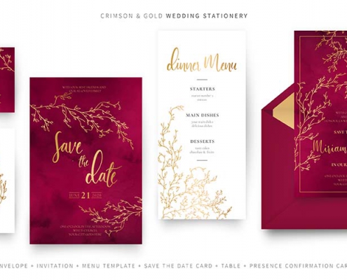 Crimson-and-gold-elegant-wedding-set