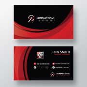 Red-wavy-business-card-layout