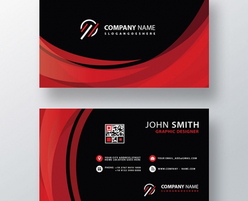 Red-wavy-business-card-layout