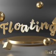 Floating text effect on stage podium Mockup