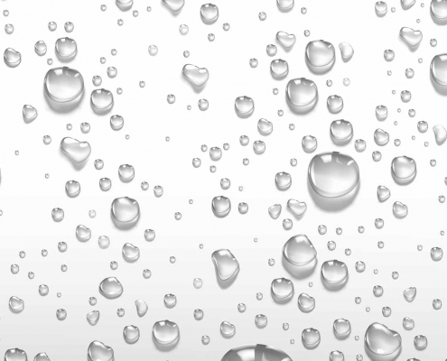 Condensation water drops on grey silver background
